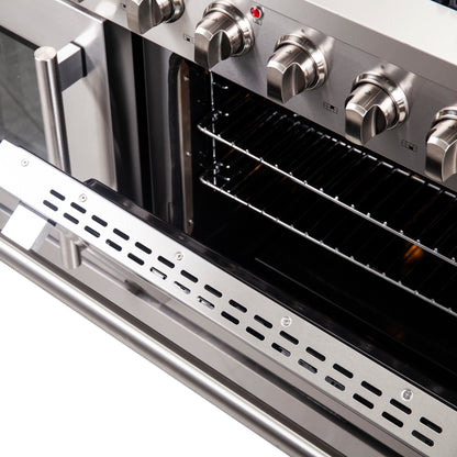 Cuisinière à gaz autonome à portes françaises Forno Galiano de 48 pouces, 8 brûleurs, plaque de cuisson, four à convection, écoénergétique