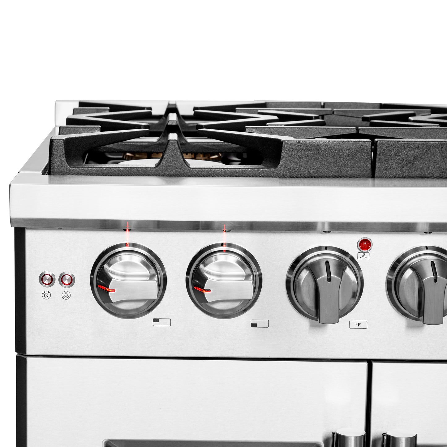 Cocina a gas independiente Forno Capriasca de 76 cm con puerta francesa, 4 quemadores, horno de convección y eficiencia energética.