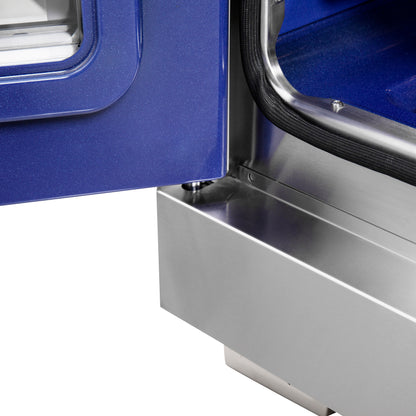 Cocina a gas independiente Forno Capriasca de 91 cm con puerta francesa, 6 quemadores, horno de convección y eficiencia energética.