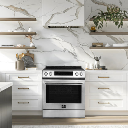 Cuisinière à induction encastrable Forno Donatello Espresso de 30 pouces en acier inoxydable, four à convection, 5 zones de cuisson, panneau de commande tactile