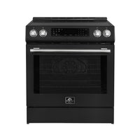 Forno Donatello Espresso Cuisinière à induction noire encastrable de 30 pouces, four à convection, 5 zones de cuisson, panneau de commande tactile