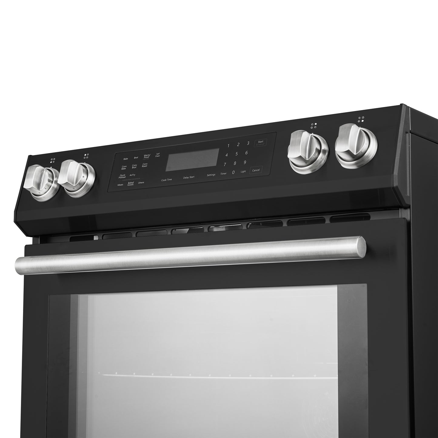 Cocina de inducción deslizable Forno Donatello Espresso de 30 pulgadas, color negro, con horno de convección, 5 zonas de cocción y panel de control táctil.