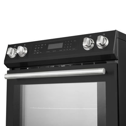 Cocina de inducción deslizable Forno Donatello Espresso de 30 pulgadas, color negro, con horno de convección, 5 zonas de cocción y panel de control táctil.