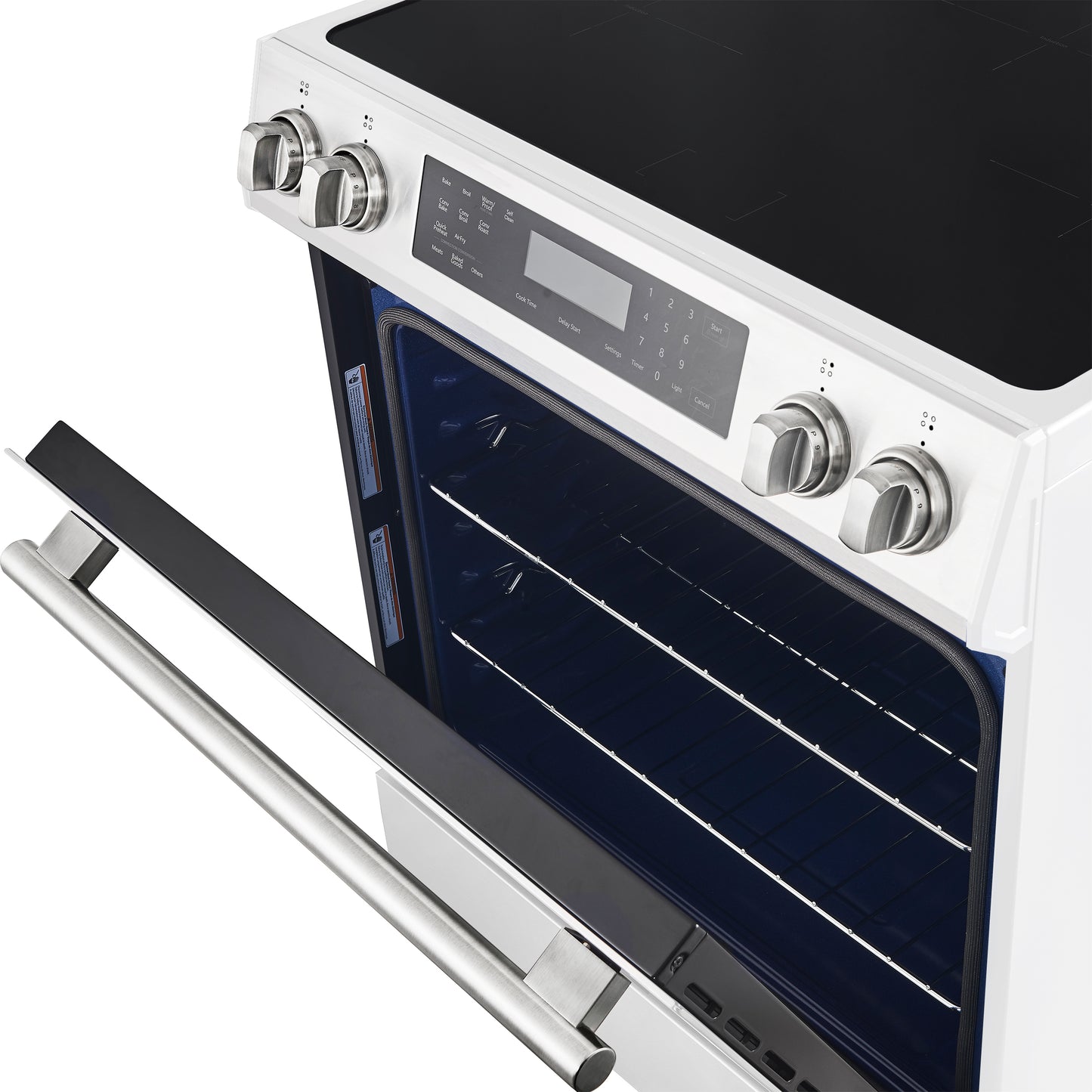 Cuisinière à induction encastrable blanche Forno Donatello Espresso de 30 pouces, four à convection, 5 zones de cuisson, panneau de commande tactile
