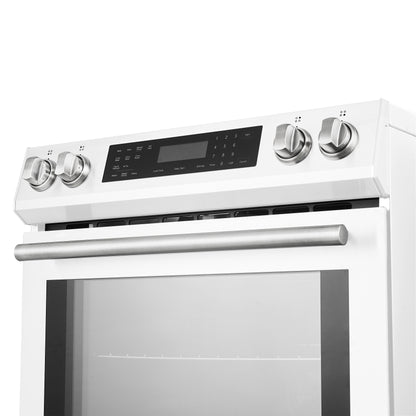 Cuisinière à induction encastrable blanche Forno Donatello Espresso de 30 pouces, four à convection, 5 zones de cuisson, panneau de commande tactile