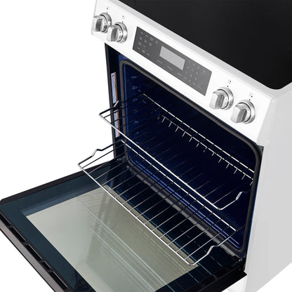 Cuisinière à induction encastrable blanche Forno Donatello Espresso de 30 pouces, four à convection, 5 zones de cuisson, panneau de commande tactile