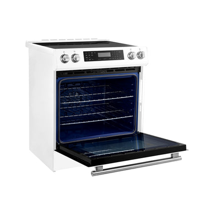Cuisinière à induction encastrable blanche Forno Donatello Espresso de 30 pouces, four à convection, 5 zones de cuisson, panneau de commande tactile