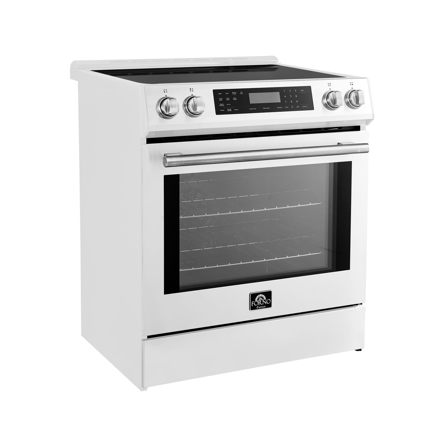 Cuisinière à induction encastrable blanche Forno Donatello Espresso de 30 pouces, four à convection, 5 zones de cuisson, panneau de commande tactile