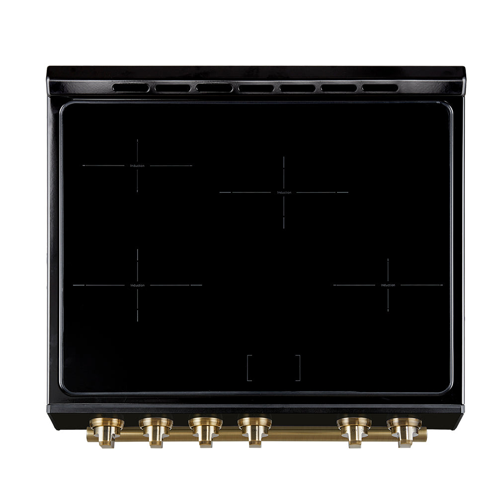 Cuisinière à induction encastrable noire Forno Leonardo Espresso de 30 pouces, four à convection, 5 zones de cuisson, panneau de commande tactile