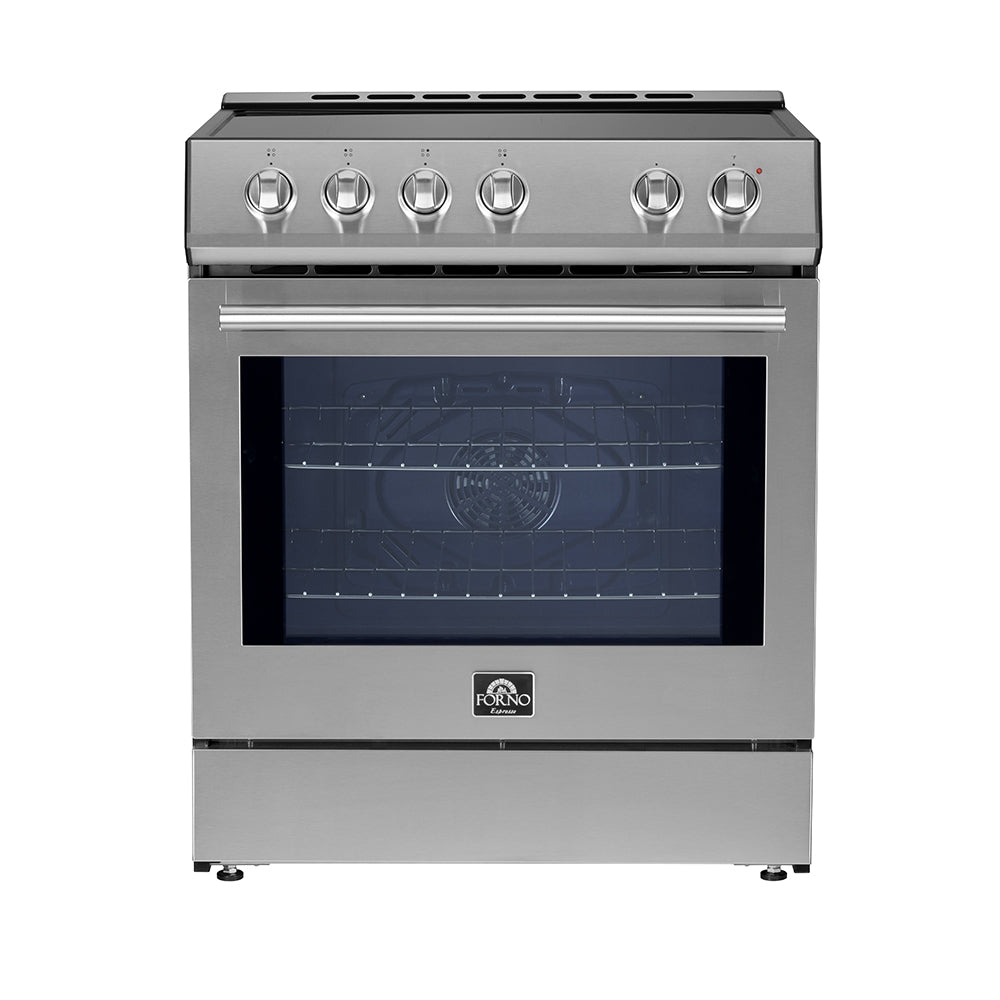 Cuisinière à induction encastrable Forno Leonardo Espresso de 30 pouces en acier inoxydable, four à convection, 5 zones de cuisson