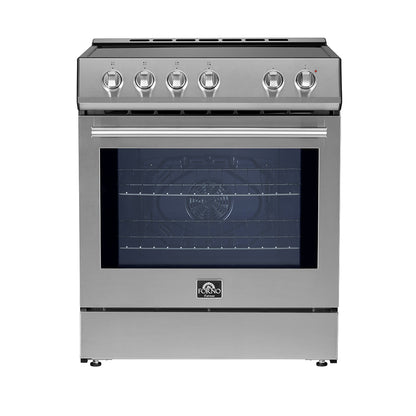 Cuisinière à induction encastrable Forno Leonardo Espresso de 30 pouces en acier inoxydable, four à convection, 5 zones de cuisson