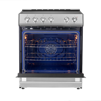 Cuisinière à induction encastrable Forno Leonardo Espresso de 30 pouces en acier inoxydable, four à convection, 5 zones de cuisson