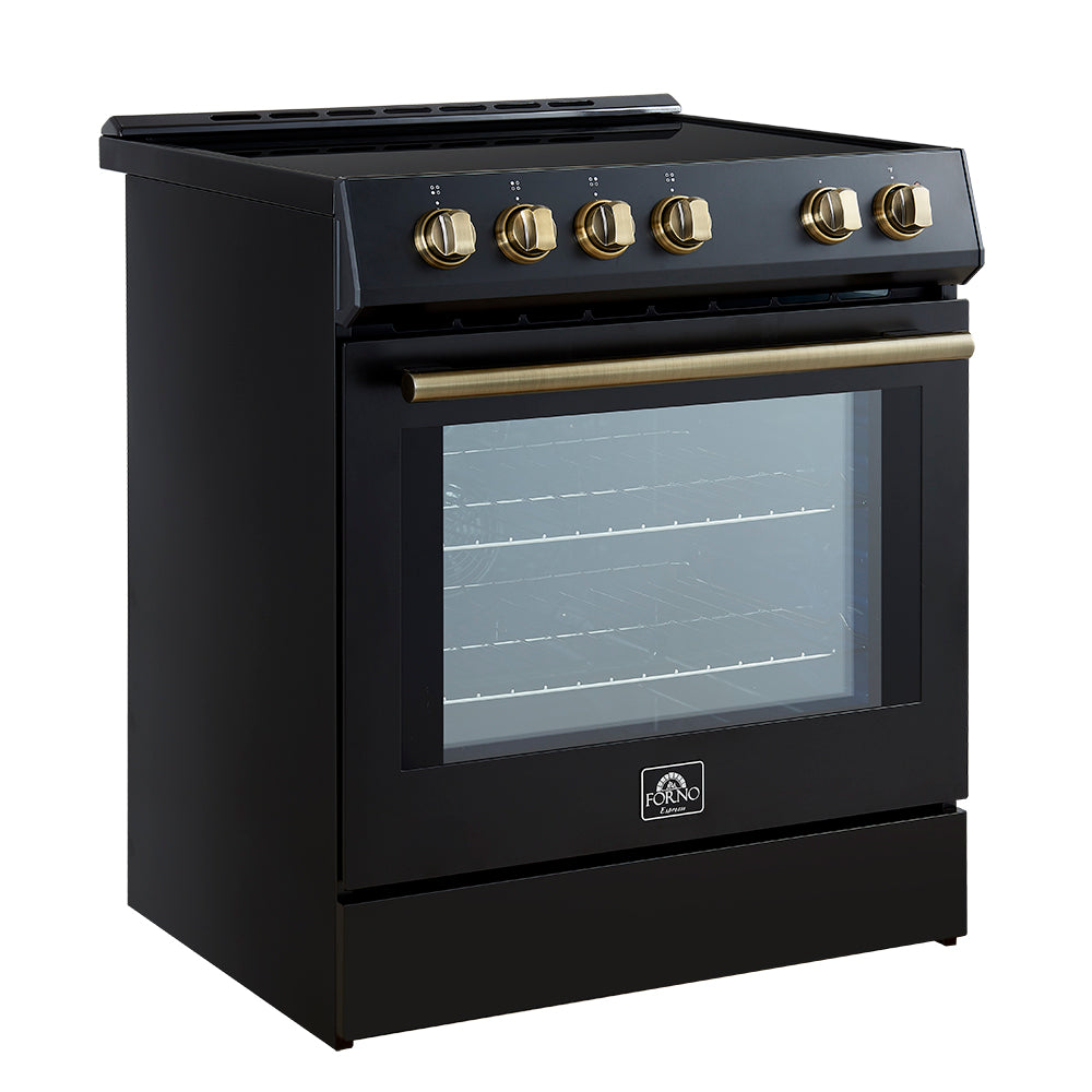 Cuisinière à induction encastrable noire Forno Leonardo Espresso de 30 pouces, four à convection, 5 zones de cuisson, panneau de commande tactile