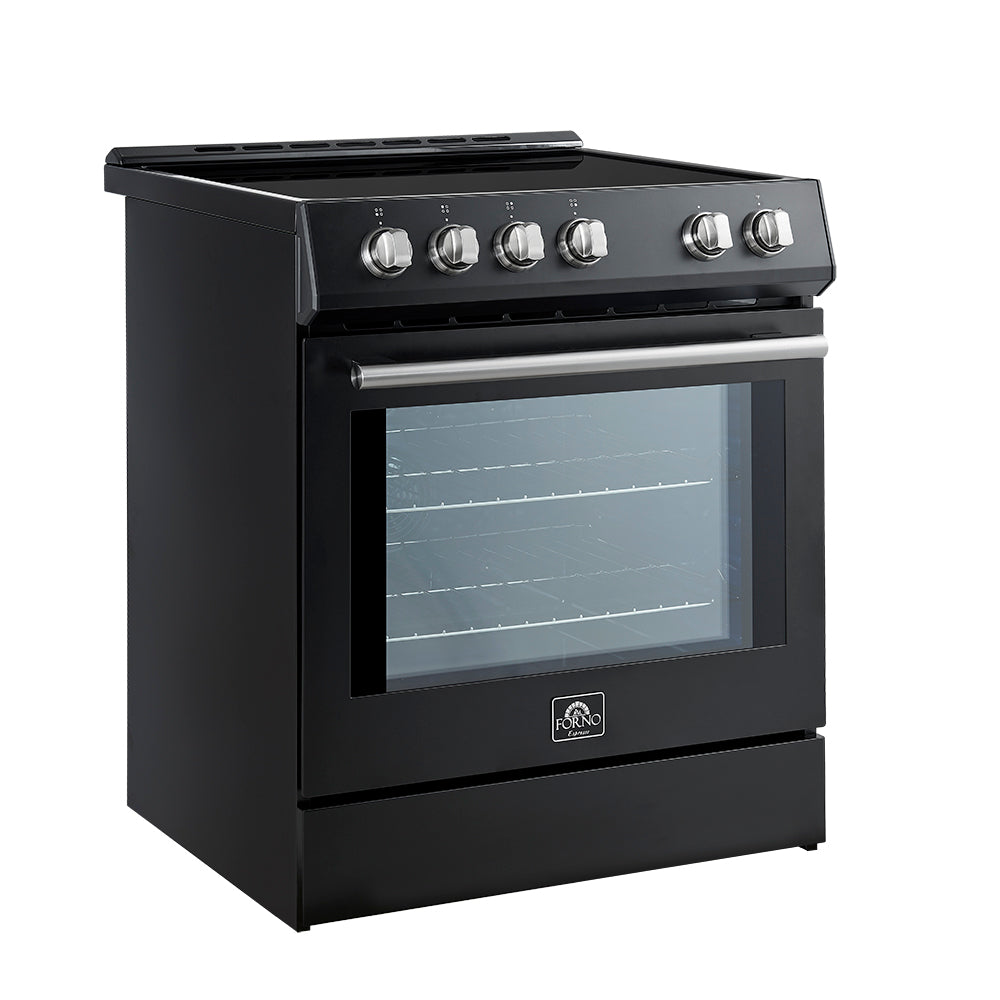 Cuisinière à induction encastrable noire Forno Leonardo Espresso de 30 pouces, four à convection, 5 zones de cuisson, panneau de commande tactile