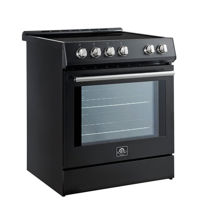 Cuisinière à induction encastrable noire Forno Leonardo Espresso de 30 pouces, four à convection, 5 zones de cuisson, panneau de commande tactile