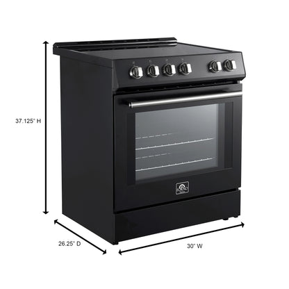 Cuisinière à induction encastrable noire Forno Leonardo Espresso de 30 pouces, four à convection, 5 zones de cuisson, panneau de commande tactile