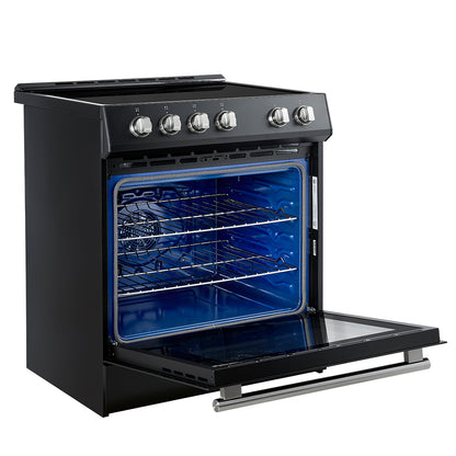 Cuisinière à induction encastrable noire Forno Leonardo Espresso de 30 pouces, four à convection, 5 zones de cuisson, panneau de commande tactile
