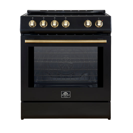 Cuisinière à induction encastrable noire Forno Leonardo Espresso de 30 pouces, four à convection, 5 zones de cuisson, panneau de commande tactile