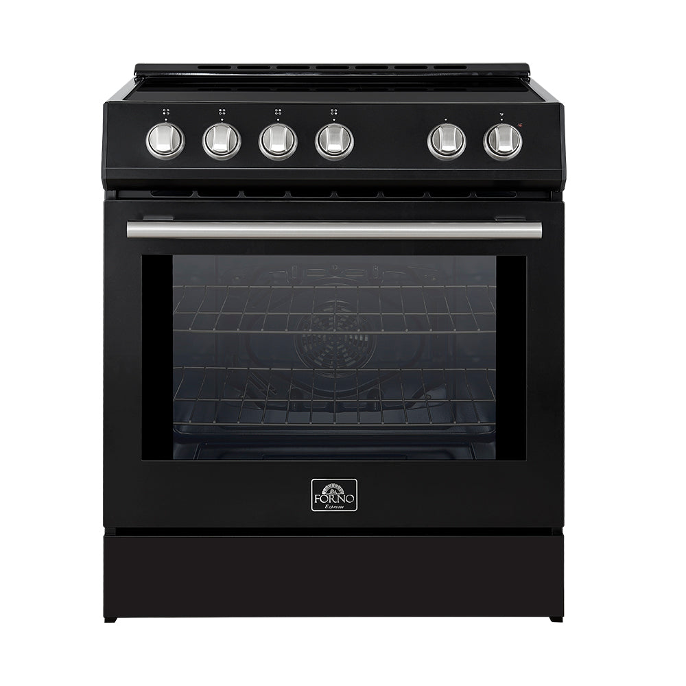 Cuisinière à induction encastrable noire Forno Leonardo Espresso de 30 pouces, four à convection, 5 zones de cuisson, panneau de commande tactile
