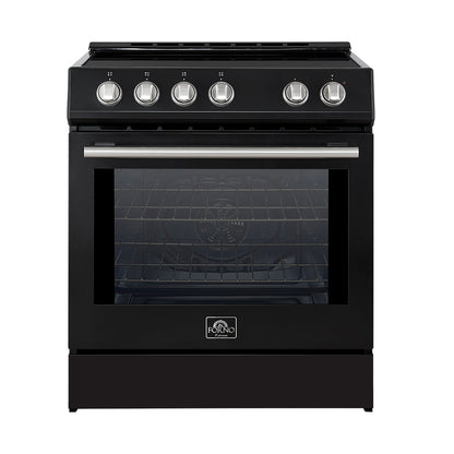 Cuisinière à induction encastrable noire Forno Leonardo Espresso de 30 pouces, four à convection, 5 zones de cuisson, panneau de commande tactile