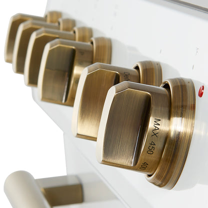 Cuisinière à induction encastrée Forno Leonardo Espresso de 30 pouces, blanche, four à convection, 5 zones de cuisson, panneau de commande tactile