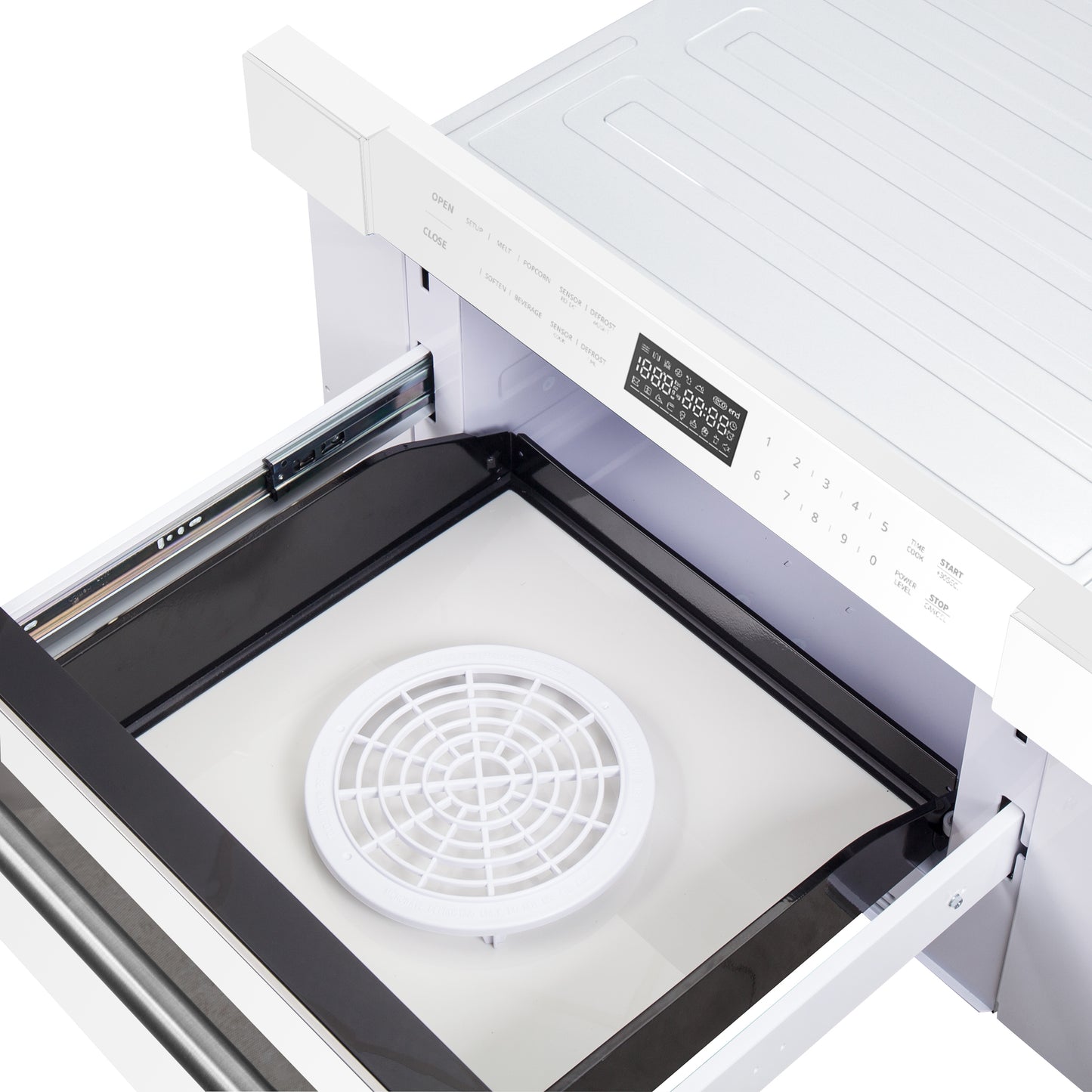 Microondas Forno Capoliveri Espresso de 30 pulgadas, blanco, 1.2 pies cúbicos, 1000 vatios, integrado, pantalla LCD táctil, apertura y cierre automáticos, 11 niveles de potencia, sensor de cocción