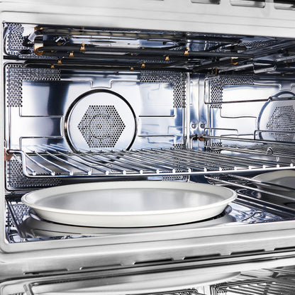 Horno de microondas y convección empotrado Forno Oliena Espresso White de 24 pulgadas, 1.6 pies cúbicos, 1750 W de convección, 1000 W de microondas, interior de acero inoxidable, controles táctiles de vidrio, cocción por sensor