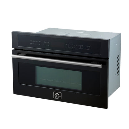 Horno microondas y de convección integrado Forno Oliena Espresso Black de 30 pulgadas, 1.6 pies cúbicos, 1750 W de convección, 1000 W de microondas, interior de acero inoxidable, controles táctiles de vidrio, cocción por sensor