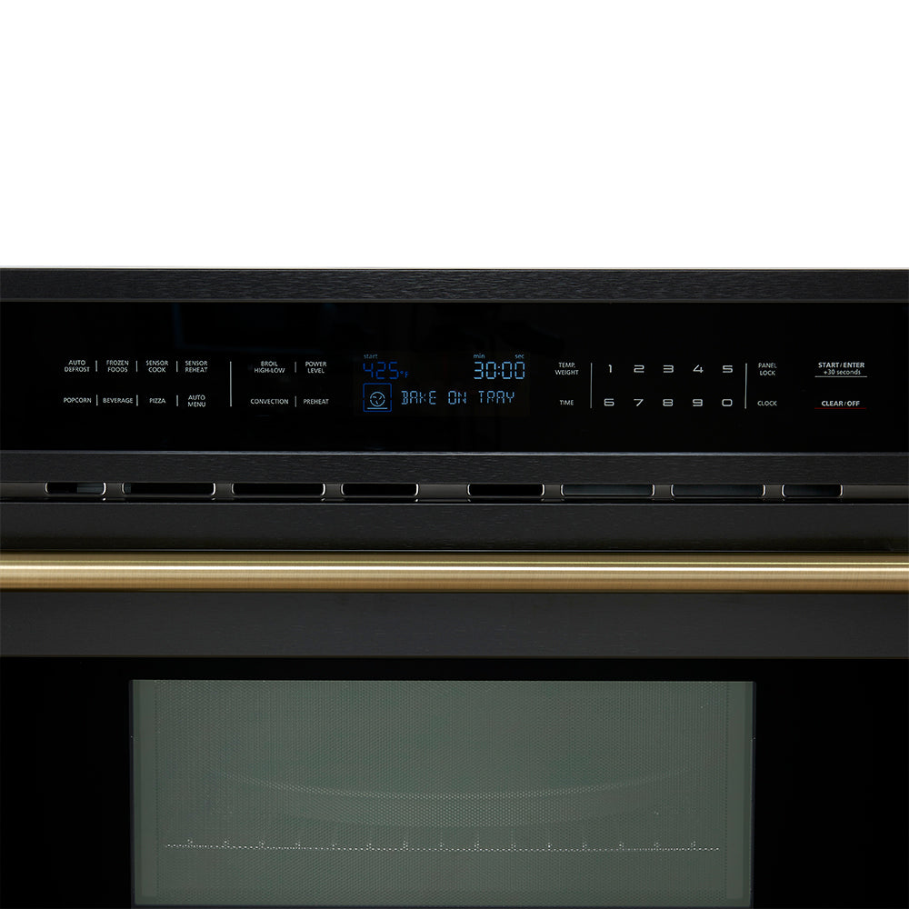 Horno microondas y de convección integrado Forno Oliena Espresso Black de 30 pulgadas, 1.6 pies cúbicos, 1750 W de convección, 1000 W de microondas, interior de acero inoxidable, controles táctiles de vidrio, cocción por sensor