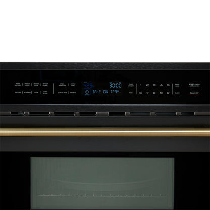 Horno microondas y de convección integrado Forno Oliena Espresso Black de 30 pulgadas, 1.6 pies cúbicos, 1750 W de convección, 1000 W de microondas, interior de acero inoxidable, controles táctiles de vidrio, cocción por sensor