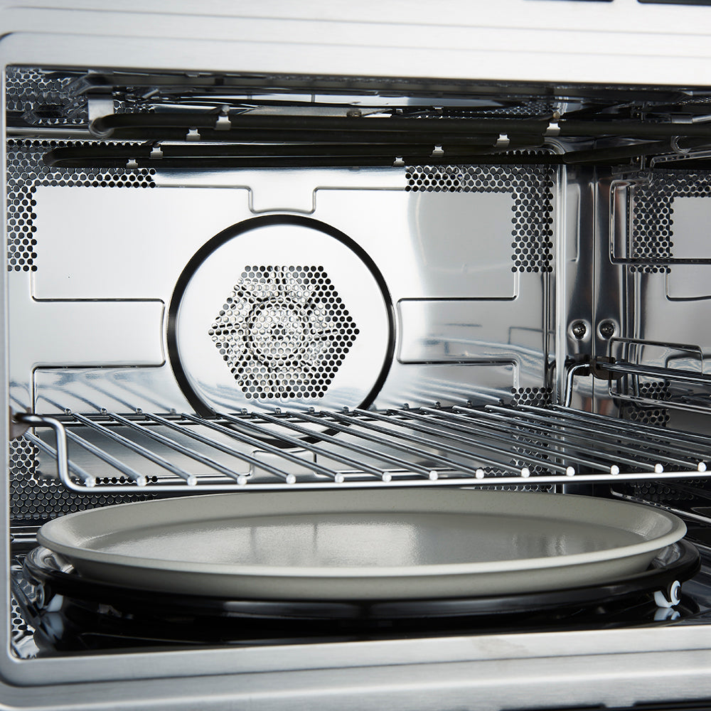 Horno microondas y de convección integrado Forno Oliena Espresso Black de 30 pulgadas, 1.6 pies cúbicos, 1750 W de convección, 1000 W de microondas, interior de acero inoxidable, controles táctiles de vidrio, cocción por sensor