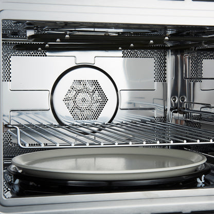 Horno microondas y de convección integrado Forno Oliena Espresso Black de 30 pulgadas, 1.6 pies cúbicos, 1750 W de convección, 1000 W de microondas, interior de acero inoxidable, controles táctiles de vidrio, cocción por sensor