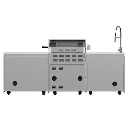 Barbecue FORNO Bulnes de 30 pouces, 60 000 BTU, 3 brûleurs avec brûleurs infrarouges pour saisir et rôtir, cuisine extérieure en acier inoxydable avec centre de boissons de 1,8 pi³ et comptoirs en pierre frittée blanche