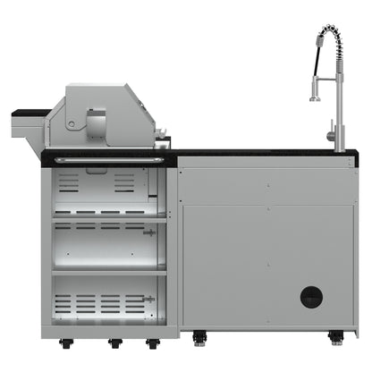 Barbacoa FORNO Bulnes de 40 pulgadas, 95,000 BTU, 5 quemadores, quemador infrarrojo para sellar y asar, cocina exterior de acero inoxidable con centro de bebidas de 1.8 pies cúbicos y encimeras de granito negro.