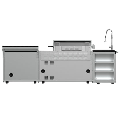 Barbacoa FORNO Bulnes de 40 pulgadas, 95,000 BTU, 5 quemadores, quemador infrarrojo para sellar y asar, cocina exterior de acero inoxidable con centro de bebidas de 1.8 pies cúbicos y encimeras de granito negro.