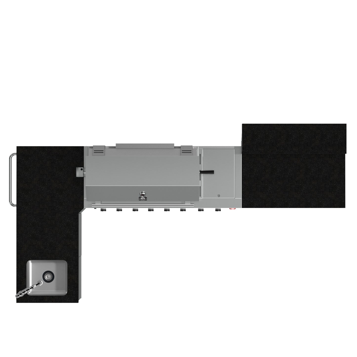 Barbacoa FORNO Bulnes de 40 pulgadas, 95,000 BTU, 5 quemadores, quemador infrarrojo para sellar y asar, cocina exterior de acero inoxidable con centro de bebidas de 1.8 pies cúbicos y encimeras de granito negro.