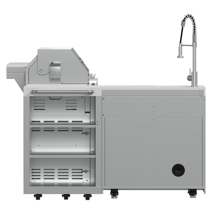 Barbacoa FORNO Bulnes de 40 pulgadas, 95,000 BTU, 5 quemadores, quemador infrarrojo para sellar y asar, con quemador lateral, cocina exterior de acero inoxidable con centro de bebidas de 1.8 pies cúbicos y encimeras de piedra sinterizada blanca.
