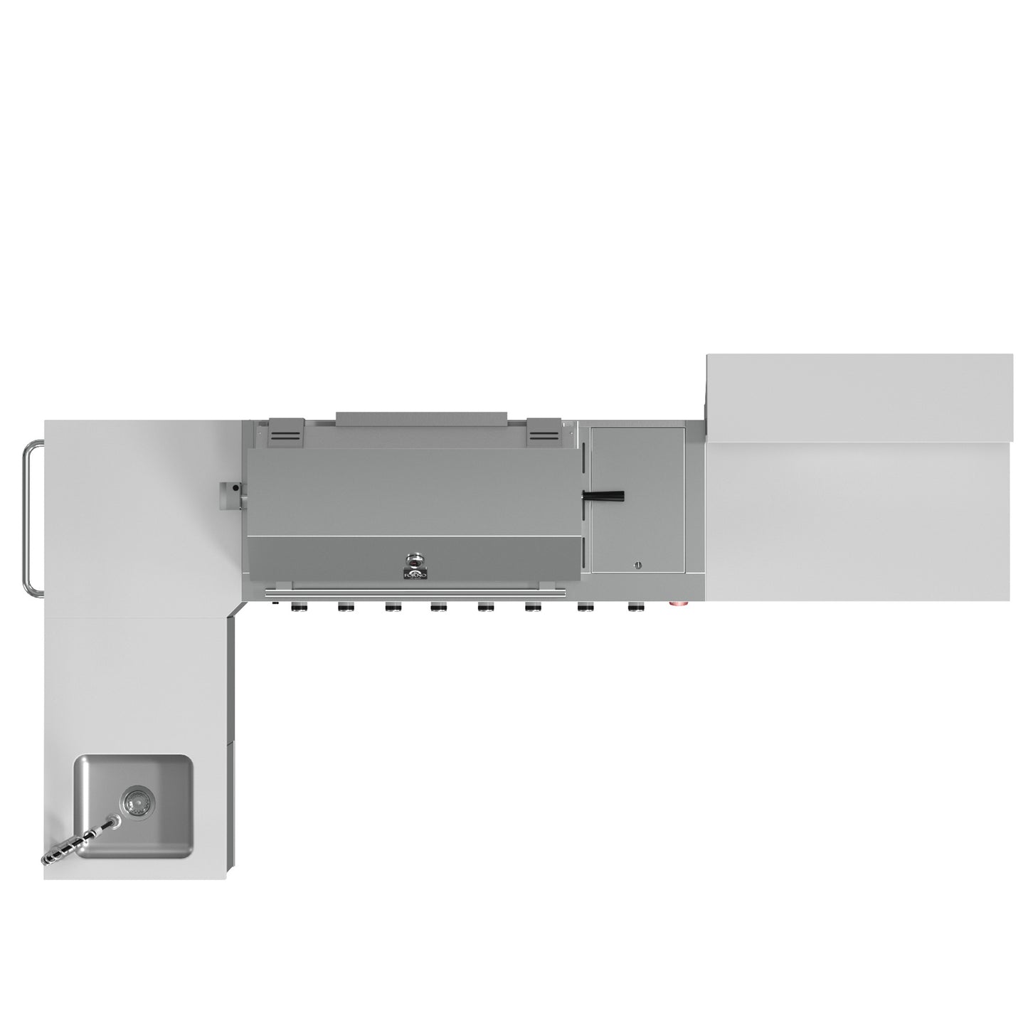 Barbacoa FORNO Bulnes de 40 pulgadas, 95,000 BTU, 5 quemadores, quemador infrarrojo para sellar y asar, con quemador lateral, cocina exterior de acero inoxidable con centro de bebidas de 1.8 pies cúbicos y encimeras de piedra sinterizada blanca.