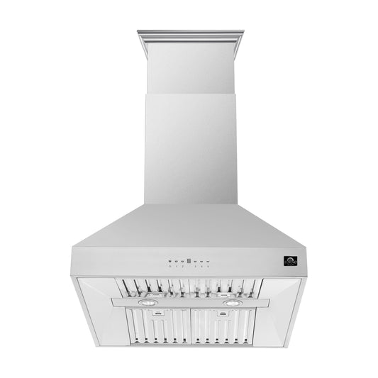 Hotte de cuisinière îlot Forno Coppito de 30 pouces, acier inoxydable, éclairage LED, vitesses de ventilation réglables