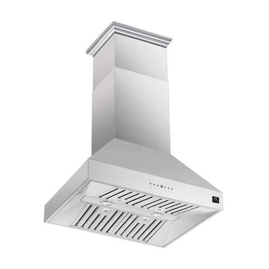 Hotte de cuisinière îlot Forno Coppito de 30 pouces, acier inoxydable, éclairage LED, vitesses de ventilation réglables
