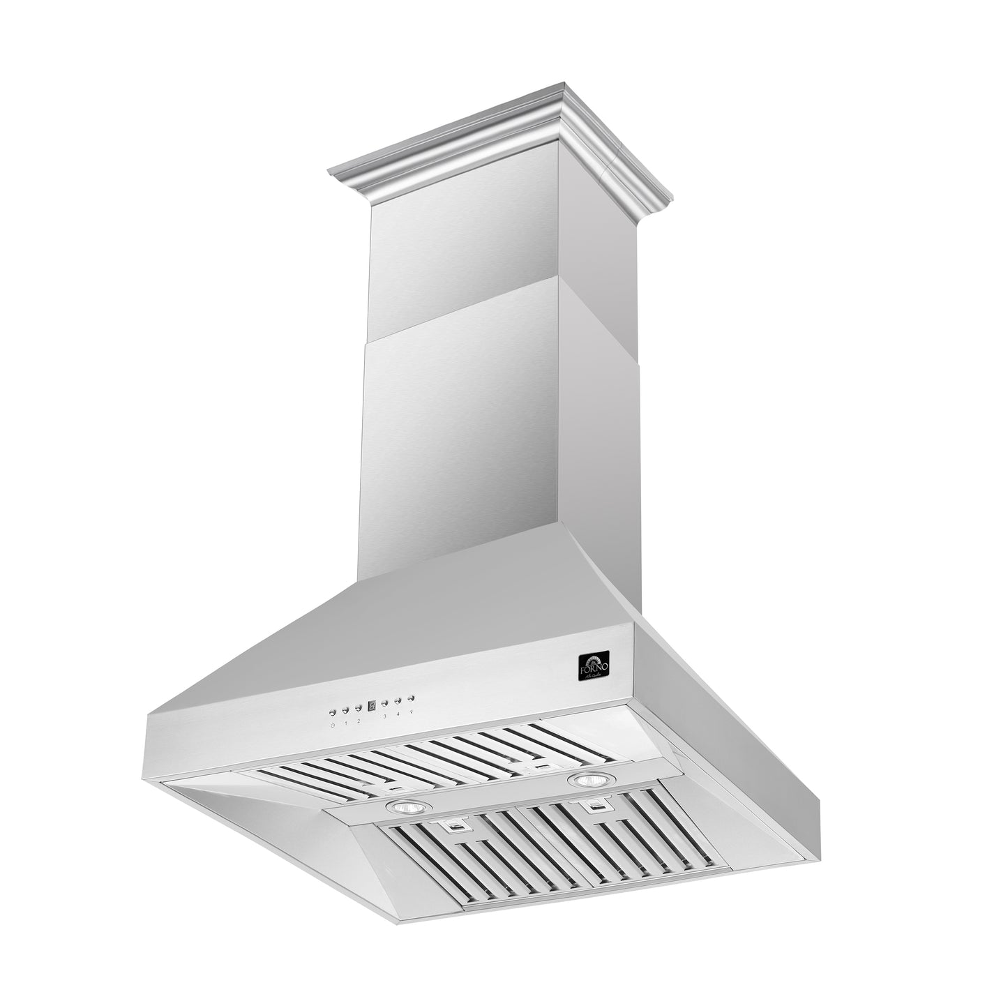 Campana extractora de isla Forno Coppito de 30 pulgadas, acero inoxidable, iluminación LED, velocidades de ventilador ajustables