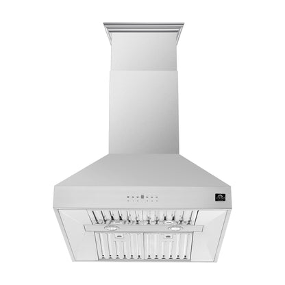Campana extractora de isla Forno Coppito de 36 pulgadas, acero inoxidable, iluminación LED, velocidades de ventilador ajustables