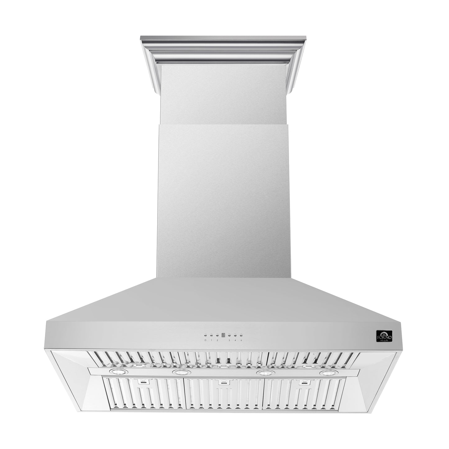 Hotte de cuisinière îlot Forno Coppito de 48 pouces, acier inoxydable, éclairage LED, vitesses de ventilation réglables