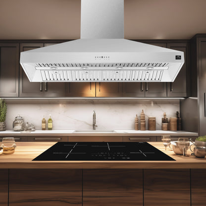 Hotte de cuisinière îlot Forno Coppito de 60 pouces, acier inoxydable, éclairage LED, vitesses de ventilation réglables