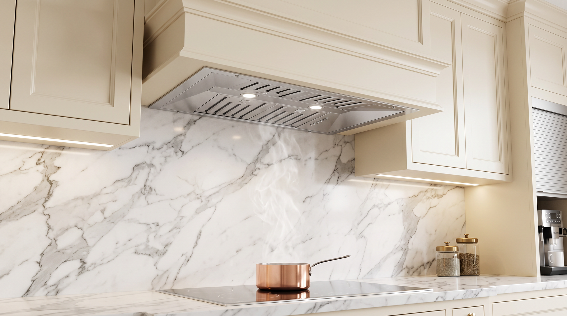 Forno Altilia 36-Inch Insert Range Hood, Stainless Steel, LED Lighting, Baffle Filters - Forno Appliances