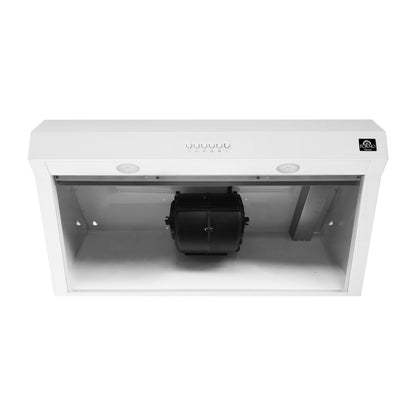 Campana extractora Forno Bari Espresso de 30 pulgadas, color blanco, 600 CFM, iluminación LED, filtros deflectores aptos para lavavajillas, control de ventilador de 3 velocidades