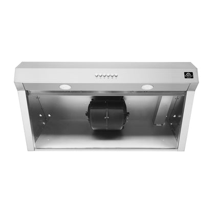 Hotte Aspirante Sous Armoire Forno Bari Espresso 30 Pouces, Acier Inoxydable, 400 CFM, Éclairage LED, Filtres À Chicane Compatibles Lave-Vaisselle, Commande De Ventilateur 4 Vitesses