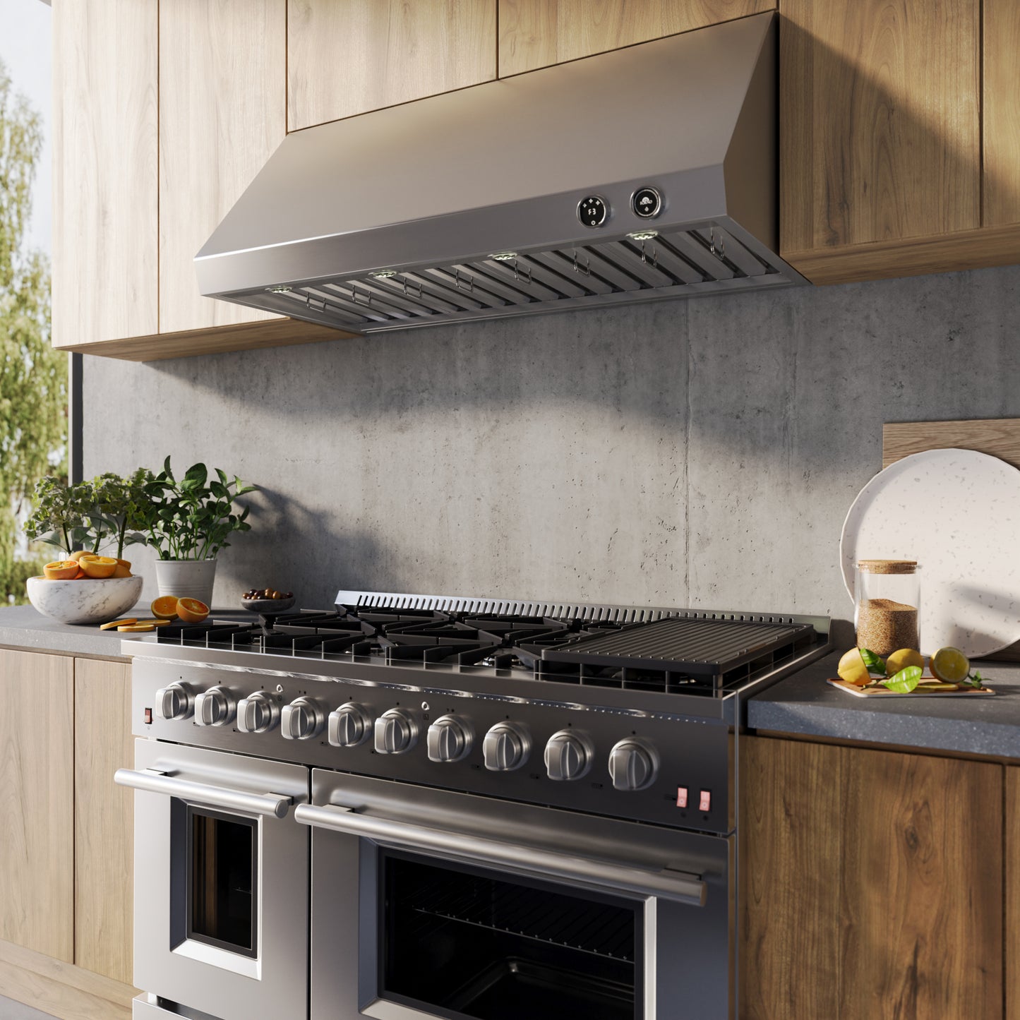 Campana extractora de pared Forno Biagio de 48 pulgadas, acero inoxidable, resistente