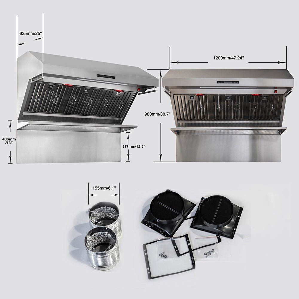 Campana extractora de pared Forno Savona de 48 pulgadas, filtros deflectores y protector contra salpicaduras incluido