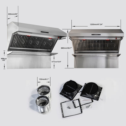 Campana extractora de pared Forno Savona de 48 pulgadas, filtros deflectores y protector contra salpicaduras incluido